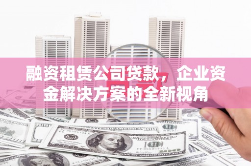 丹徒融资租赁公司贷款，企业资金解决方案的全新视角