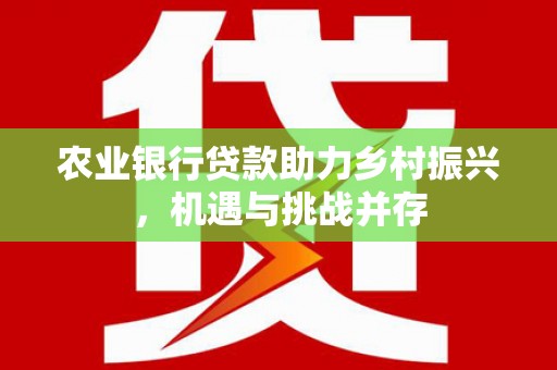 泊头农业银行贷款助力乡村振兴，机遇与挑战并存